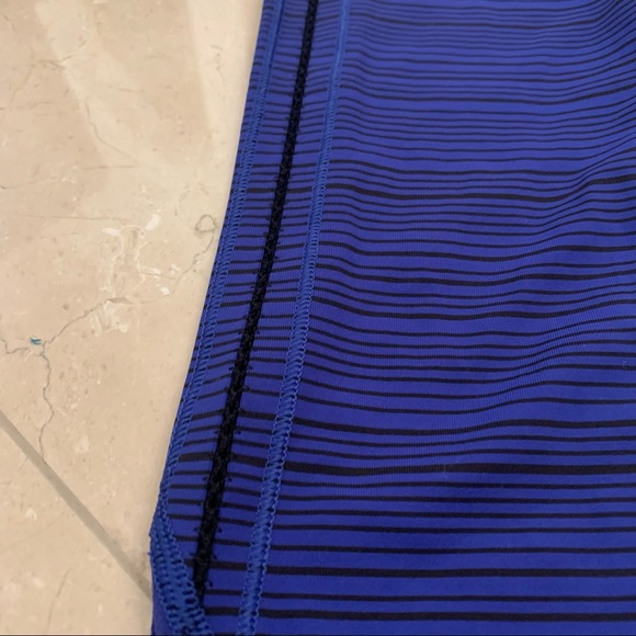 Lululemon Run For Fun Crop Leggings Blue And Black Striped with Blue Mesh RARE - Picture 5 of 10
